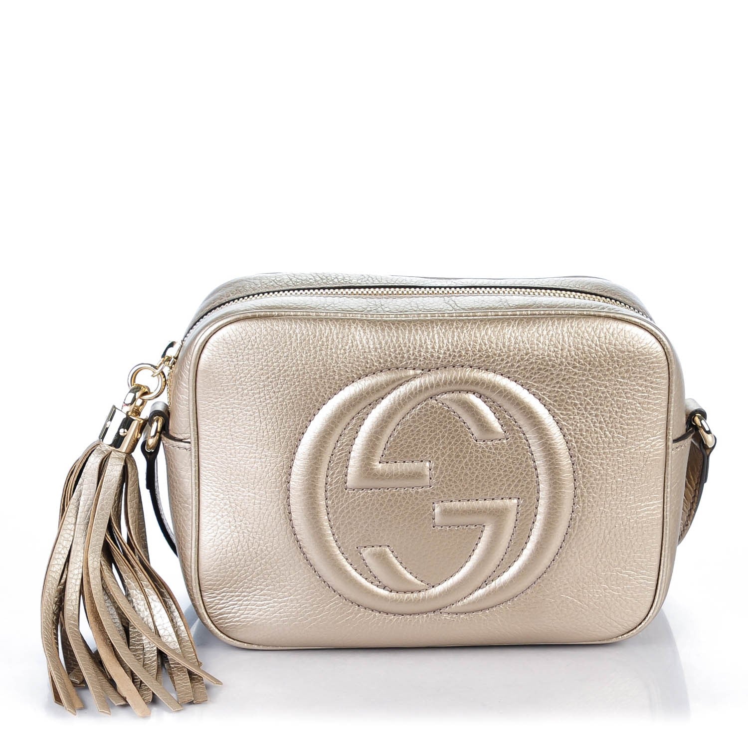 Gucci Metallic Pebbled Calfskin Small Soho Disco Bag Golden Beige 1 of 6