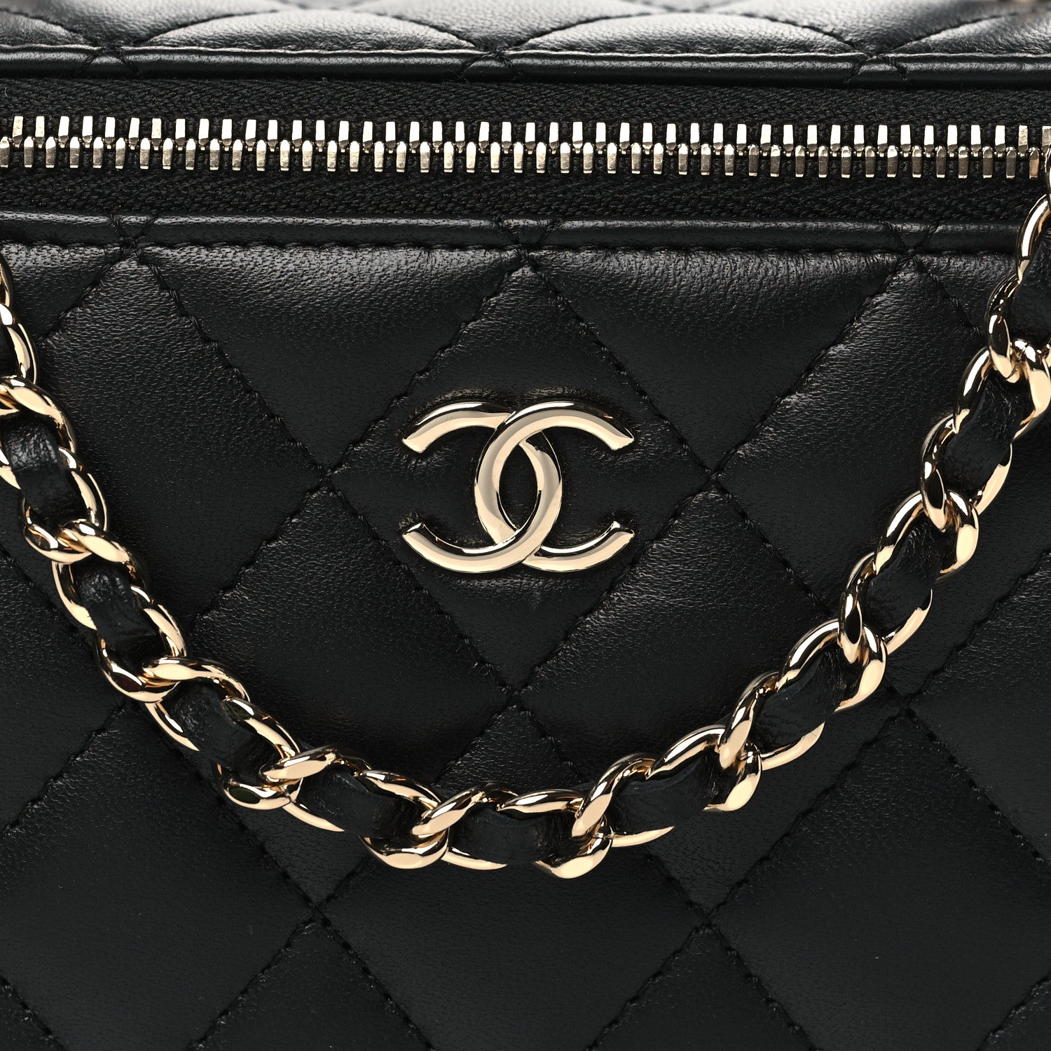 Chanel Lambskin Quilted Small Top Handle Vanity Case With Chain Black 8 of 10