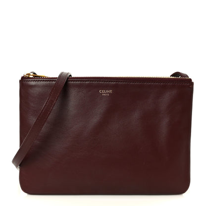 Celine Lambskin Small Trio Crossbody Bag Burgundy 1 of 11