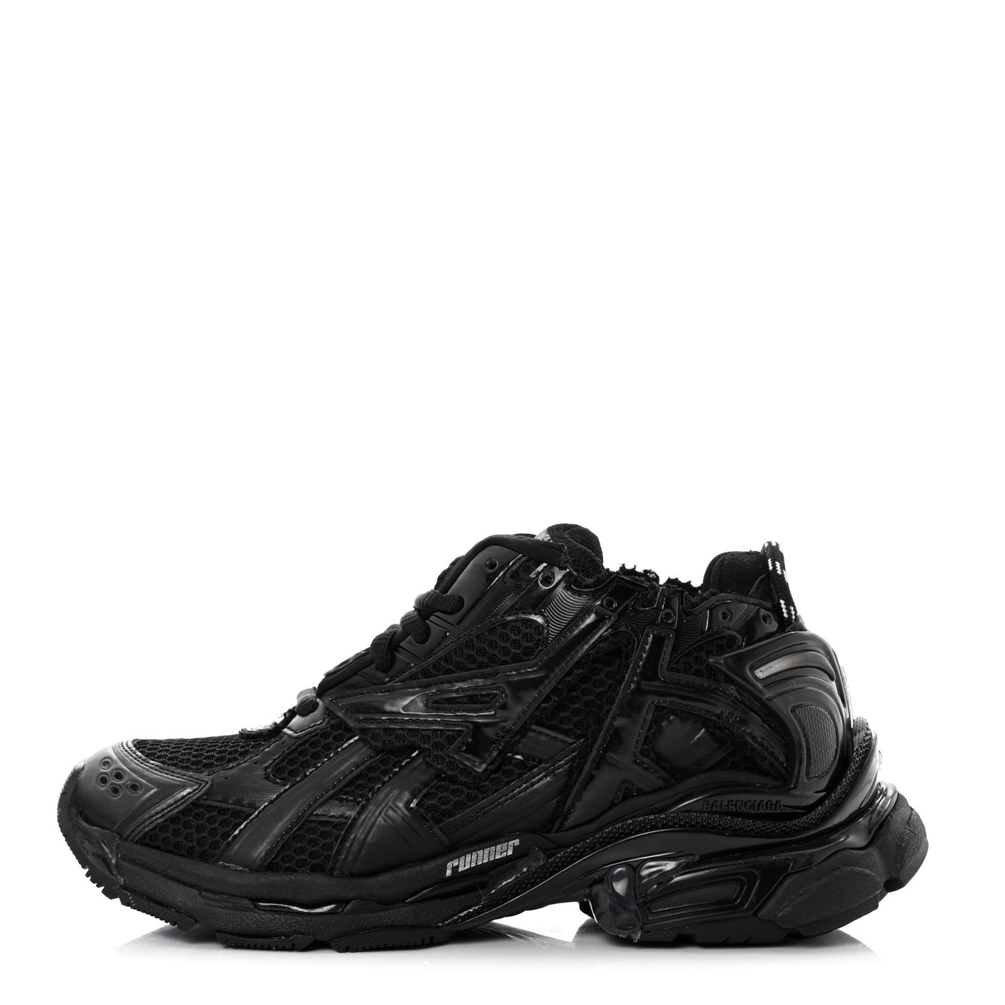 Mesh Rubber Monocolor Womens Runner Sneakers 38 Black
