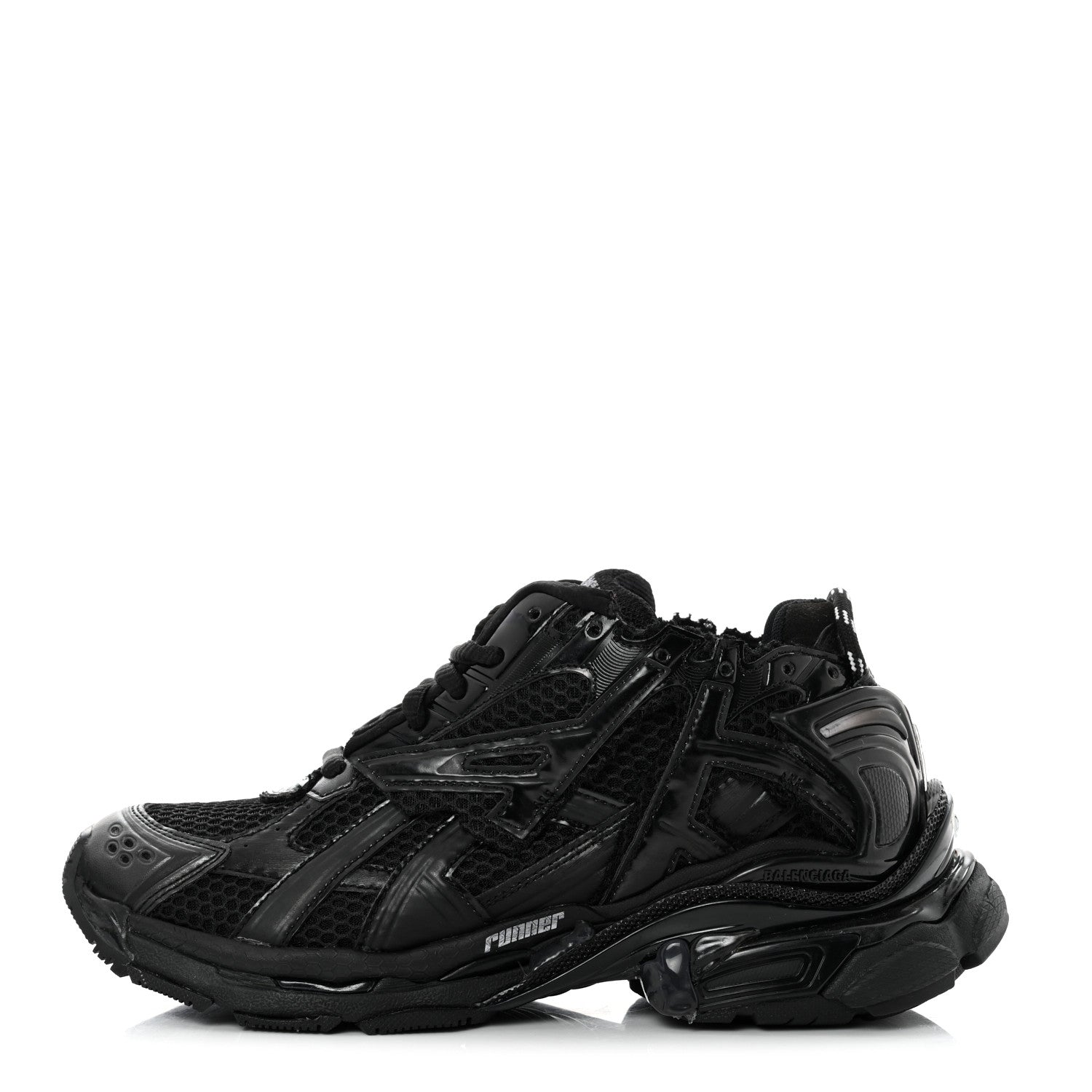 Balenciaga Mesh Rubber Monocolor Womens Runner Sneakers 38 Black 1 of 9