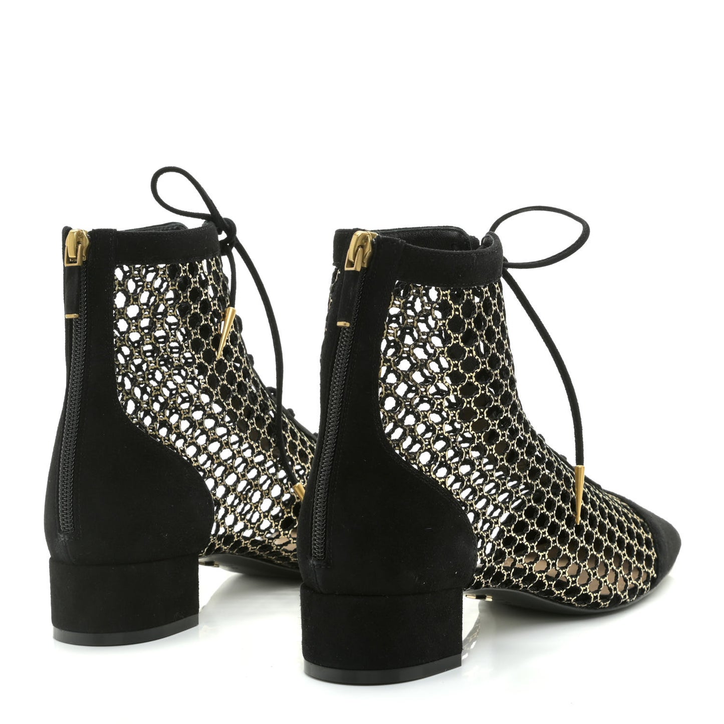 Suede Laminated Resille Naughtily-D 30mm Ankle Boots 39 Black Gold