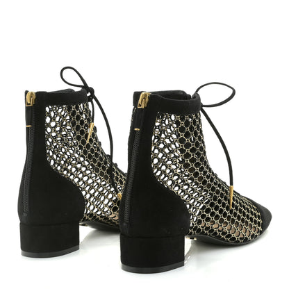 Christian Dior Suede Laminated Resille Naughtily-D 30mm Ankle Boots 39 Black Gold 3 of 11
