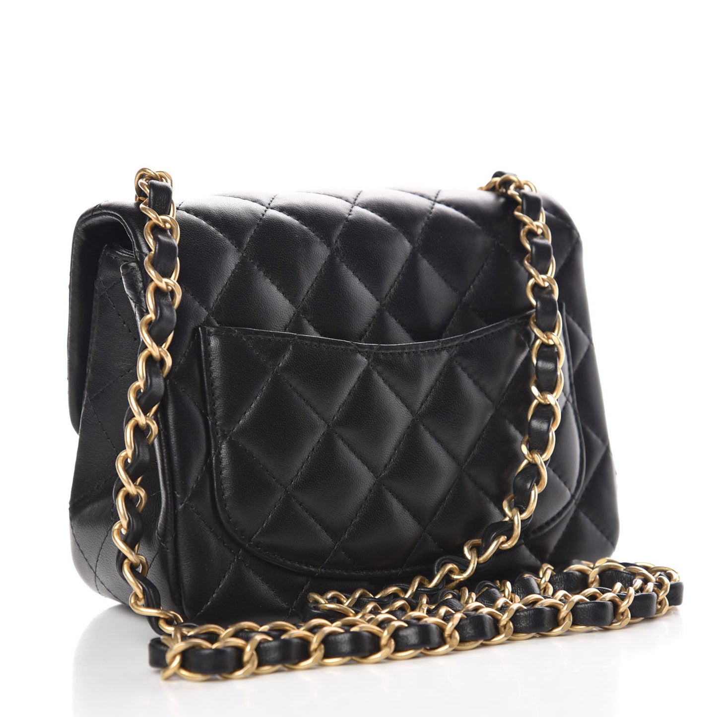 Lambskin Quilted Mini Square Flap Black