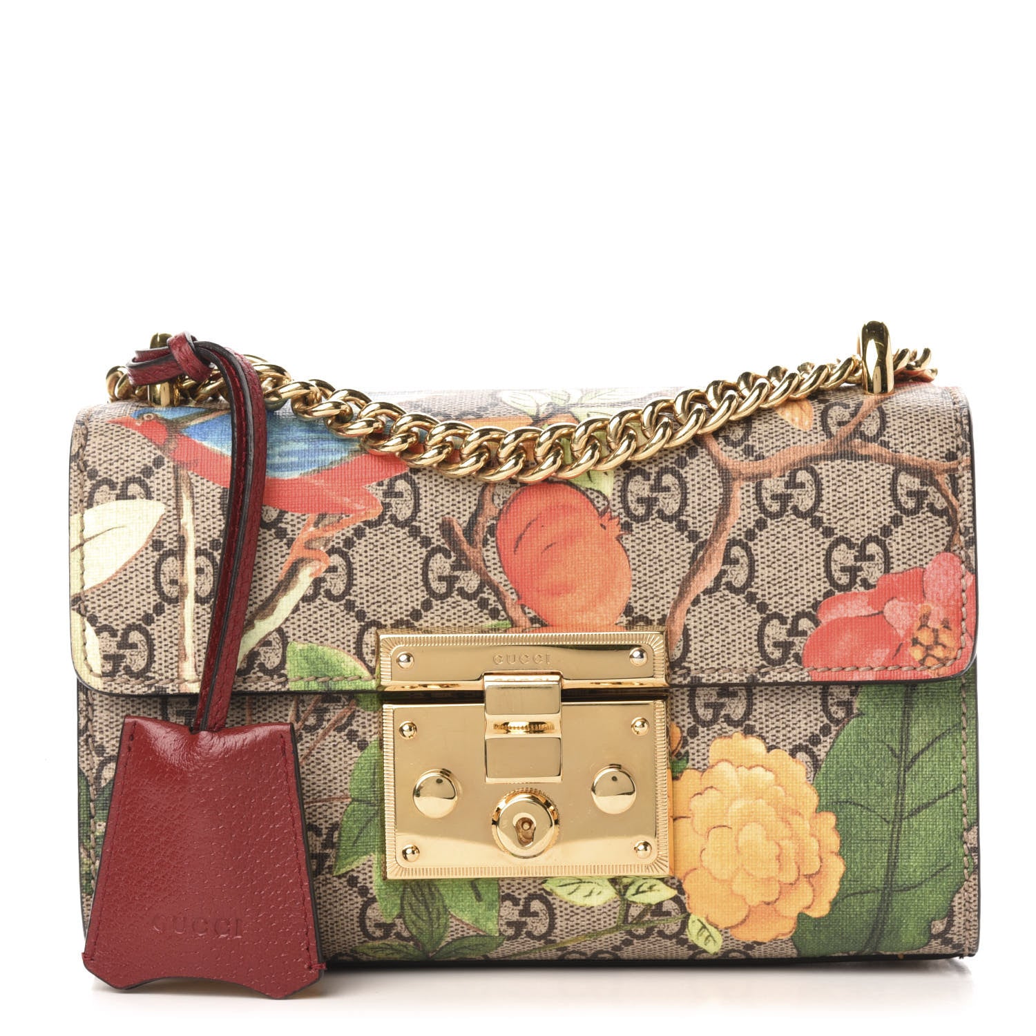 Gucci GG Supreme Monogram Tian Small Padlock Shoulder Bag Beige Multicolor New Acero 1 of 16