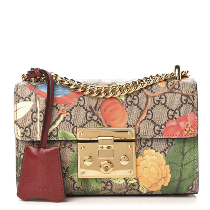Gucci GG Supreme Monogram Tian Small Padlock Shoulder Bag Beige Multicolor New Acero 1 of 16