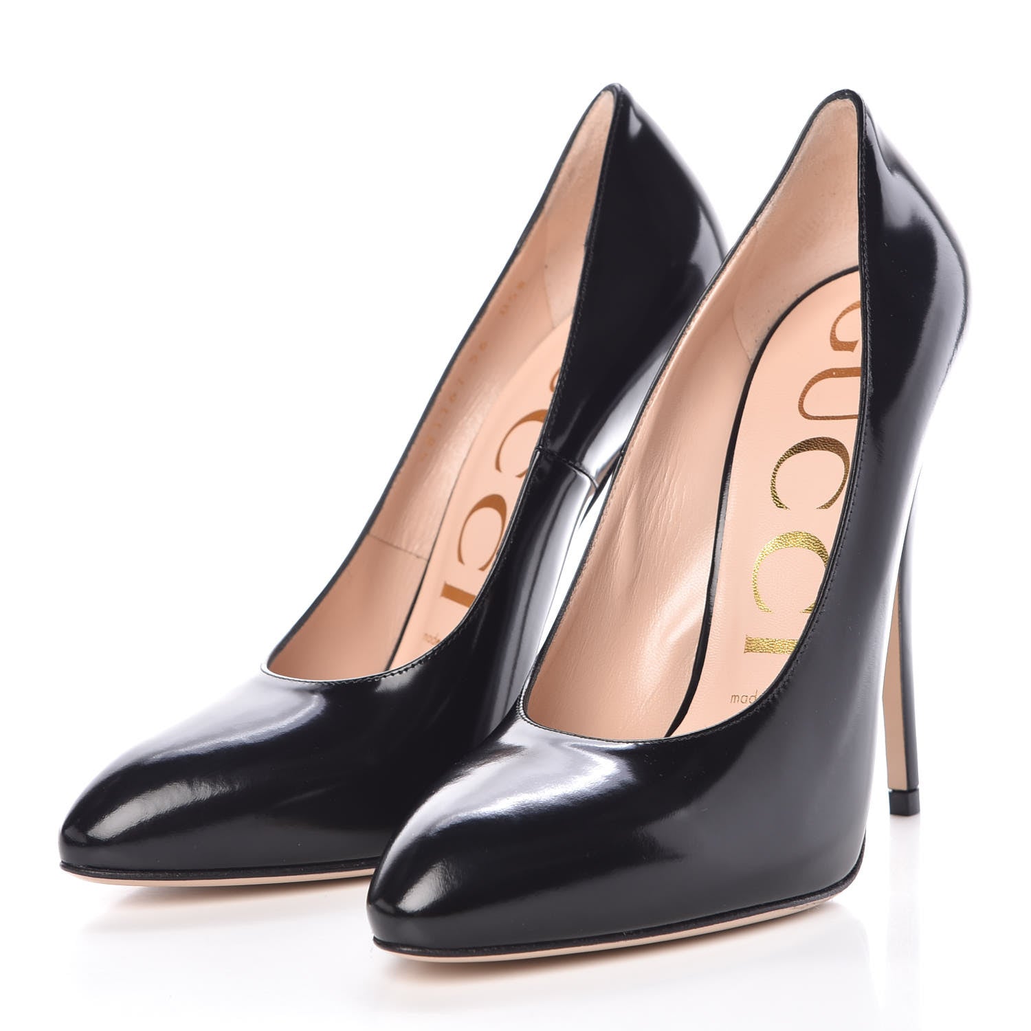 Gucci Polished Calfskin Removable Bow Elaisa Platform High Heel Pumps 36 Black 6 of 15