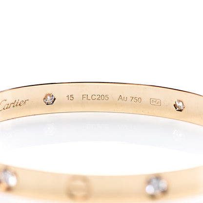 Cartier 18K Yellow Gold 4 Diamond LOVE Bracelet 15 5 of 6