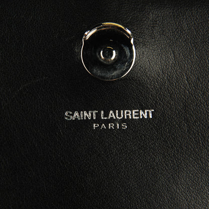 Saint Laurent Suede Crystal Studded Small Monogram Tassel Satchel Black 5 of 8