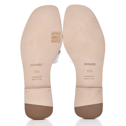 Hermes Box Calfskin Oran Sandals 37.5 White 5 of 9