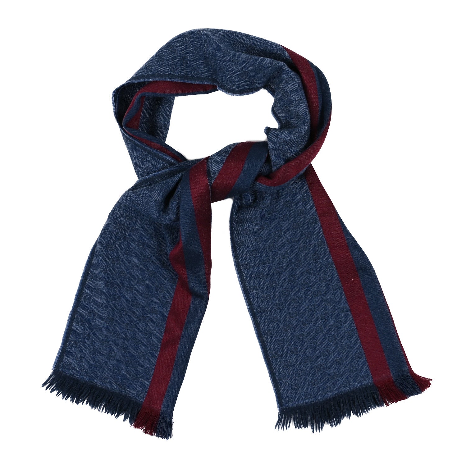 Gucci Wool Monogram Web Scarf Midnight Blue 1 of 3