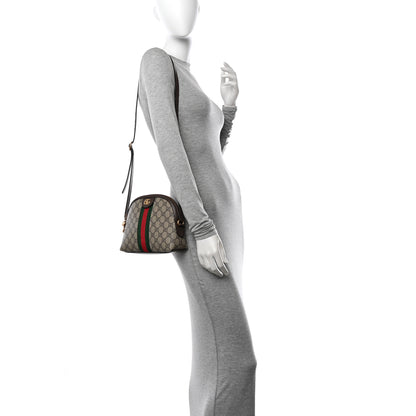 Gucci GG Supreme Monogram Textured Dollar Calfskin Web Small Ophidia Dome Shoulder Bag Beige Ebony New Acero 2 of 11
