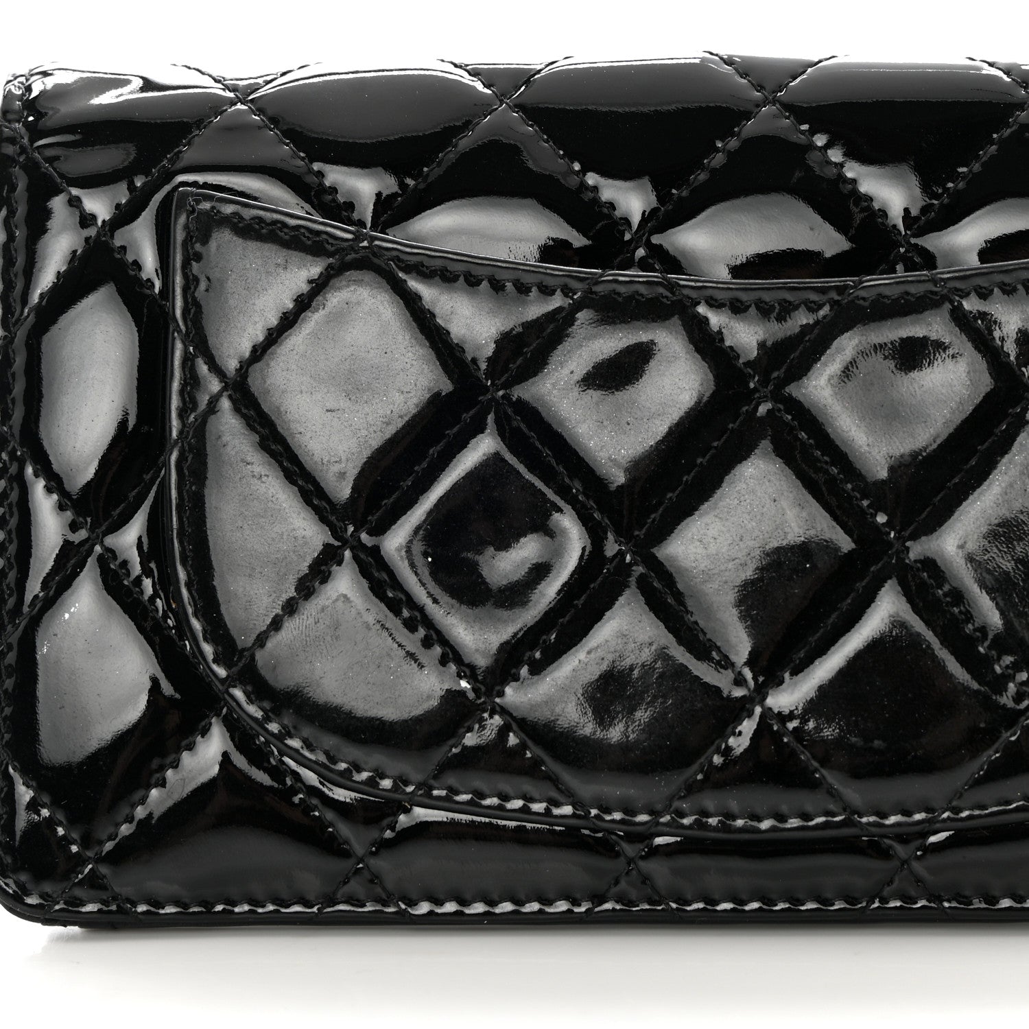 Chanel Patent Calfskin Quilted Yen Wallet Black 11 of 11