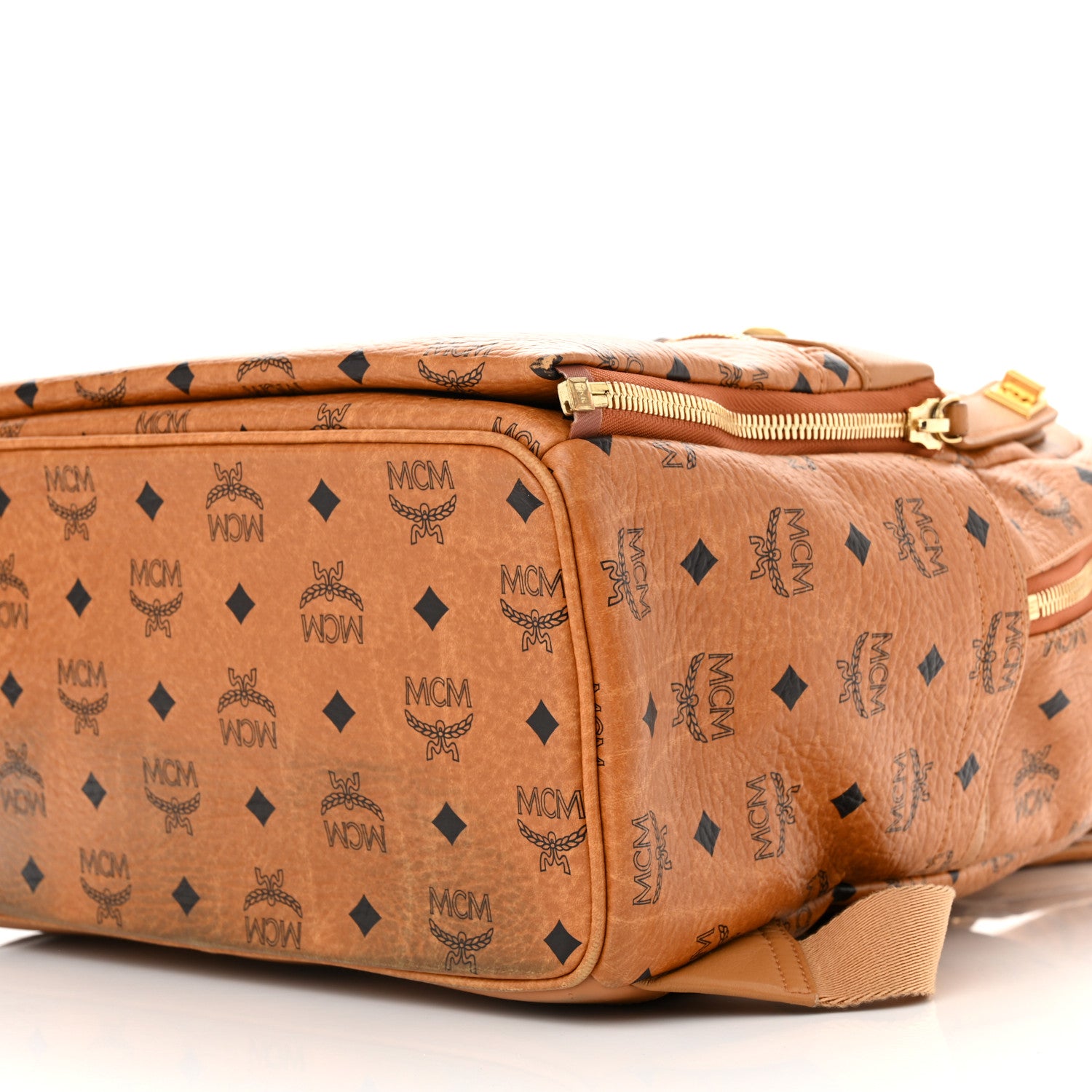 MCM Visetos Studded Medium Dual Stark Backpack Cognac 8 of 9