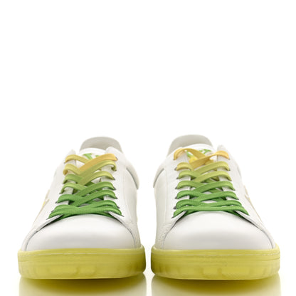 Louis Vuitton Calfskin Mens Luxembourg Samothrace Sneakers 7.5 White Yellow Green 2 of 8
