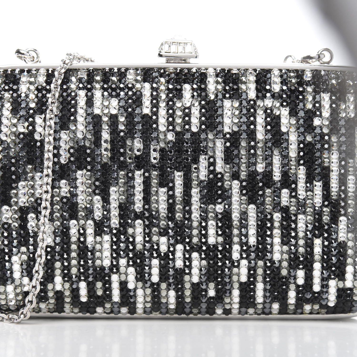 Judith Leiber Crystal Minaudiere Clutch Black Silver 10 of 11
