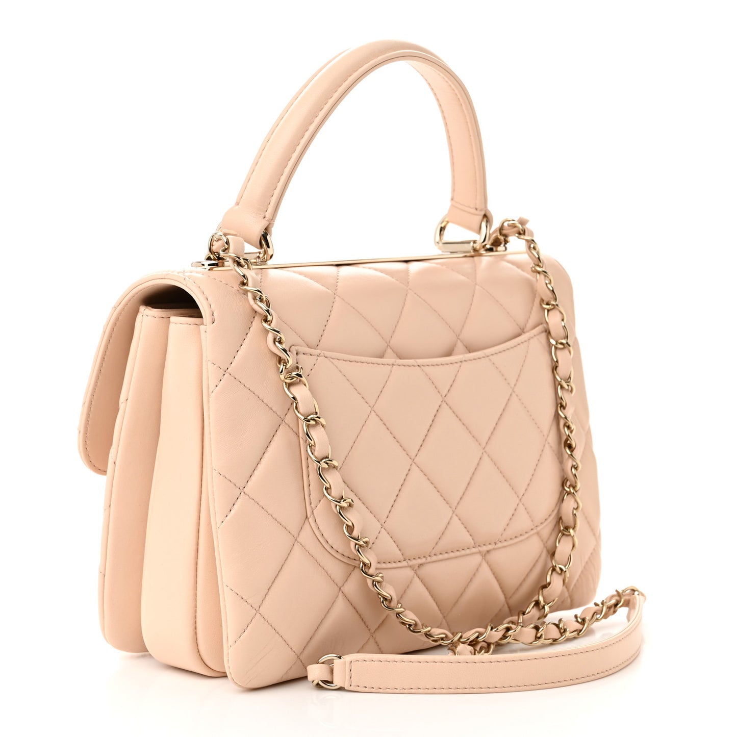 Lambskin Quilted Small Trendy CC Dual Handle Flap Bag Beige
