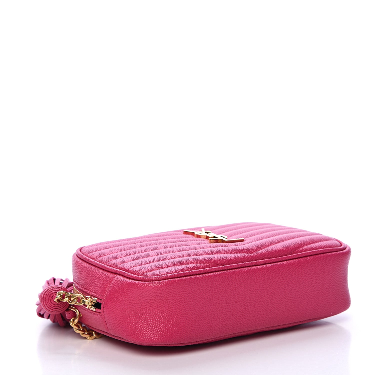 Saint Laurent Grain De Poudre Matelasse Monogram Mini Lou Camera Bag Fuchsia 3 of 9