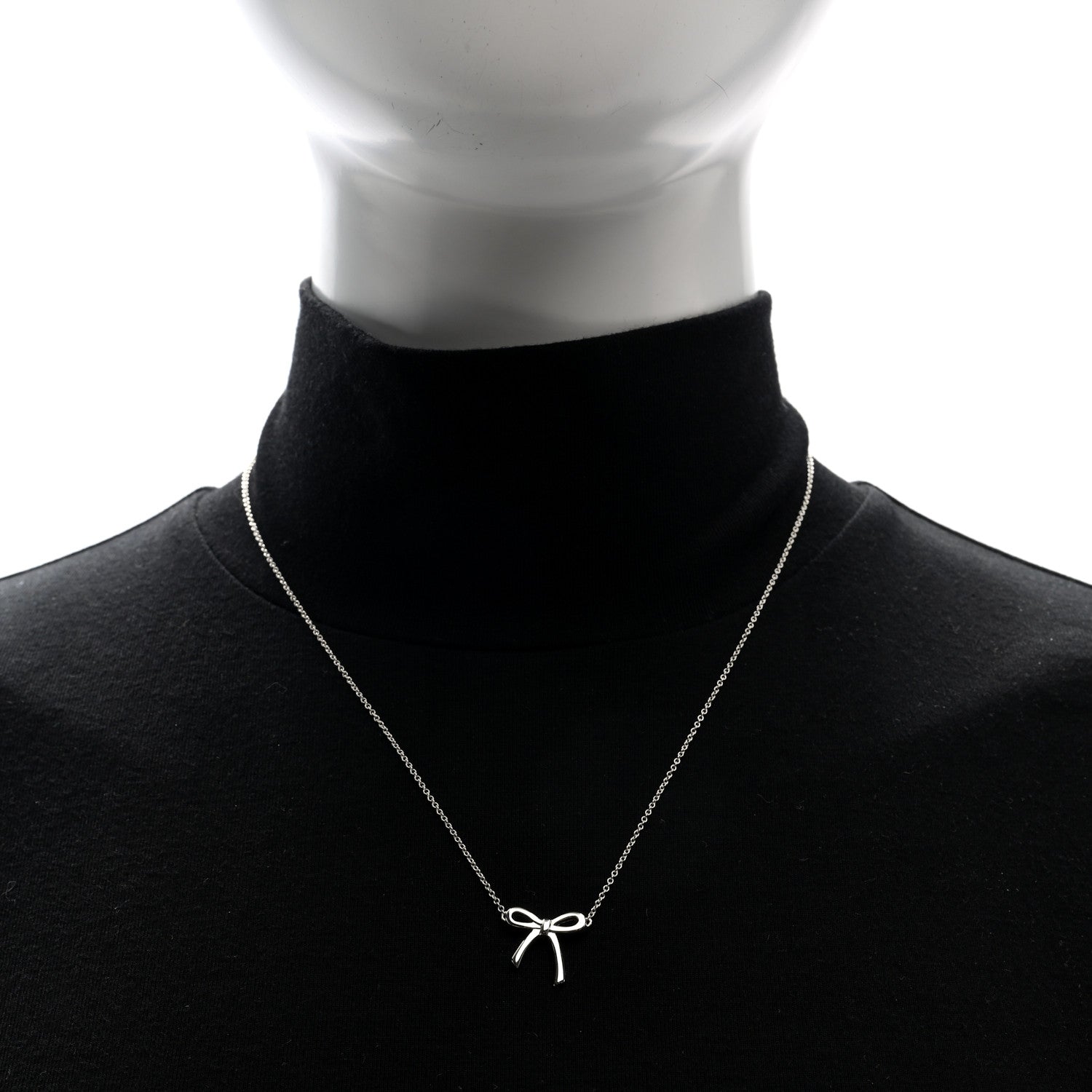 Tiffany Sterling Silver Small Bow Pendant Necklace 2 of 5
