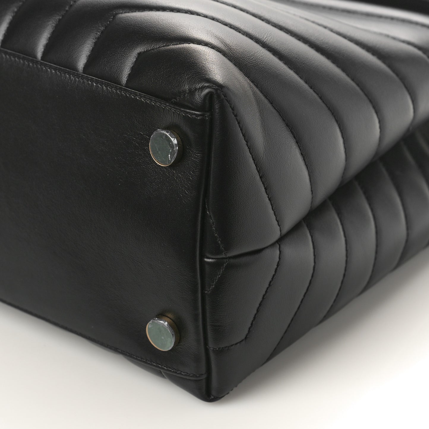 Calfskin Y Quilted Monogram Large Loulou Chain Satchel Black