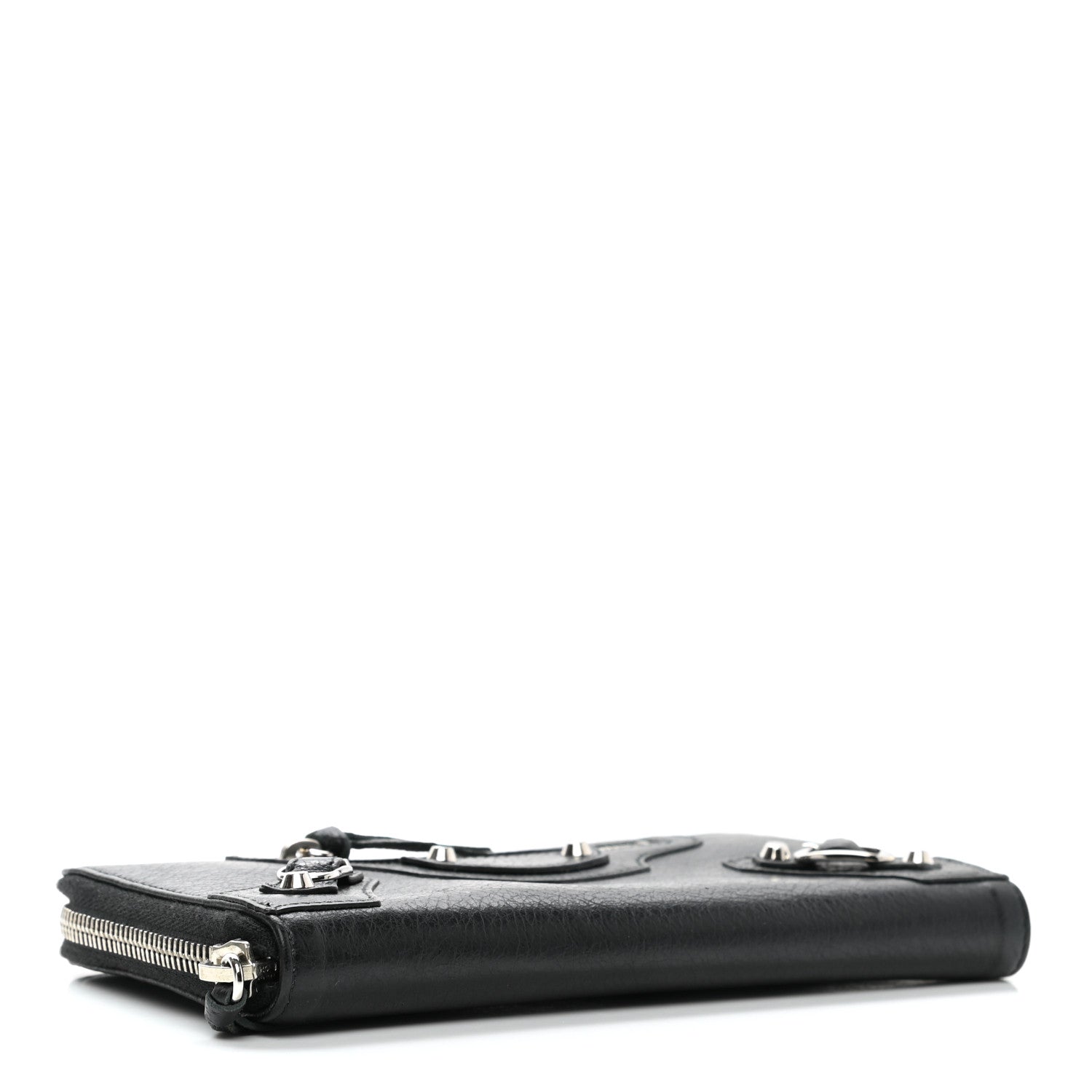 Balenciaga Agneau Classic Silver Hardware Continental Zip Around Wallet Black 4 of 6