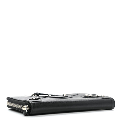 Balenciaga Agneau Classic Silver Hardware Continental Zip Around Wallet Black 4 of 6