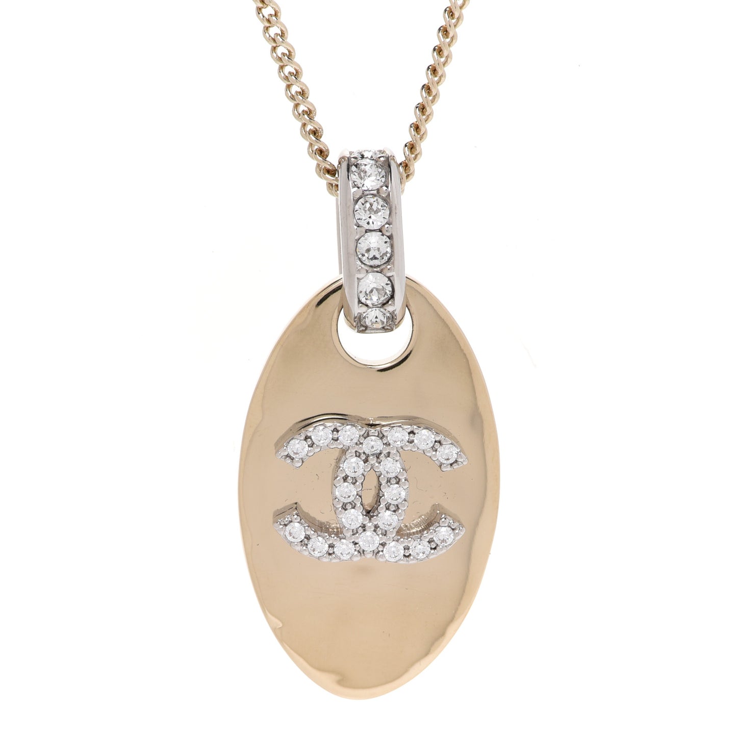 Crystal CC Pendant Necklace Gold