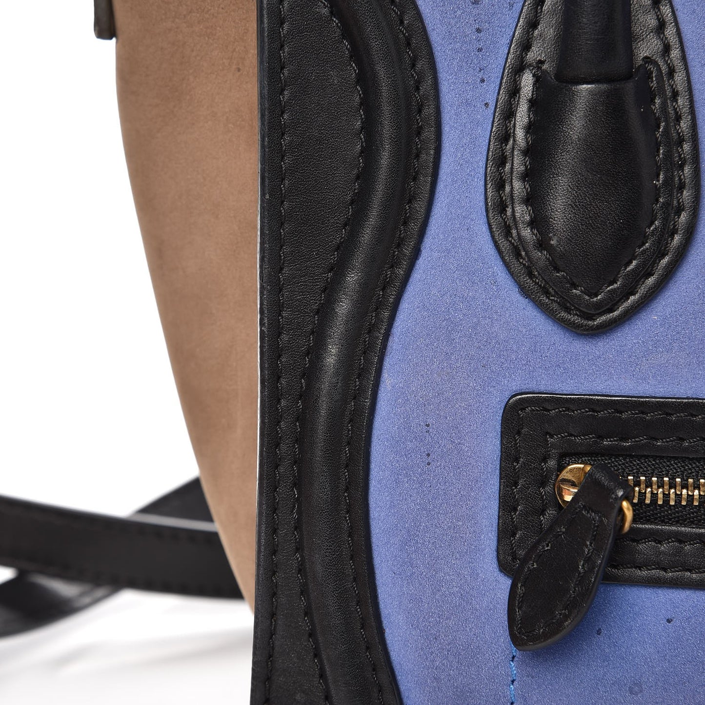 Nubuck Smooth Calfskin Nano Tri-Color Luggage Royal Blue