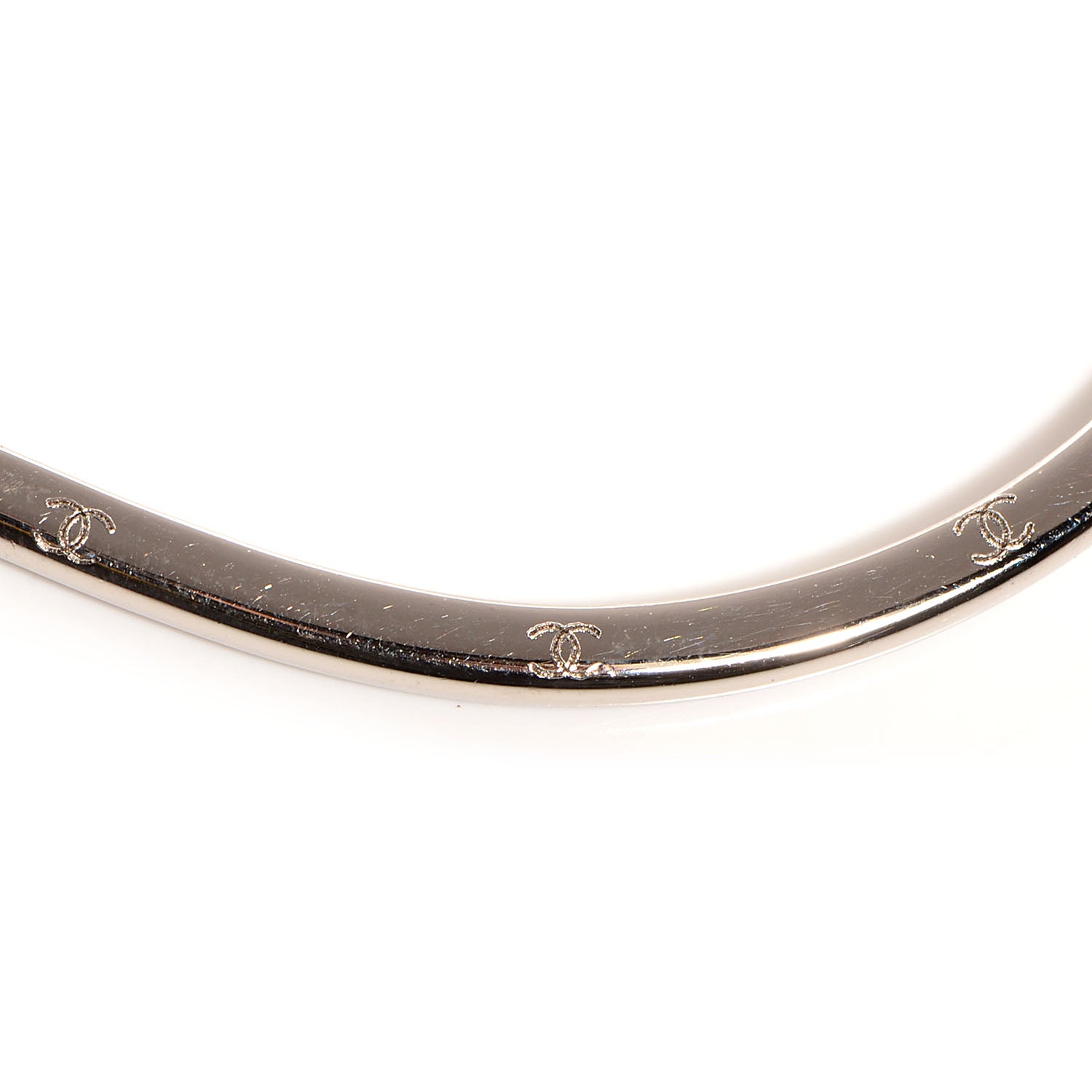 Chanel CC Heart Hoop Earrings Silver 3 of 5