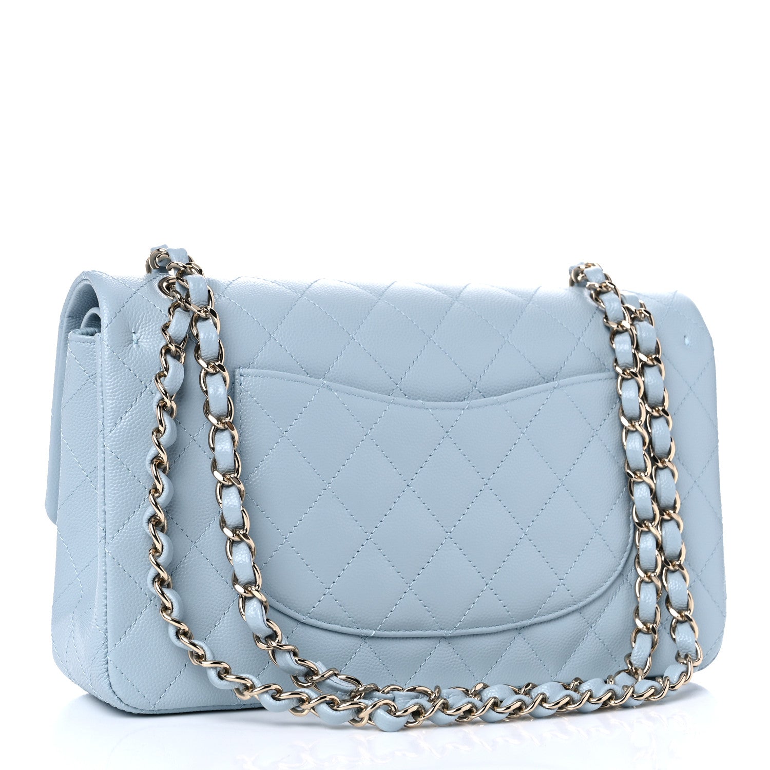 Chanel Caviar Quilted Medium Double Flap Light Blue 3 of 10