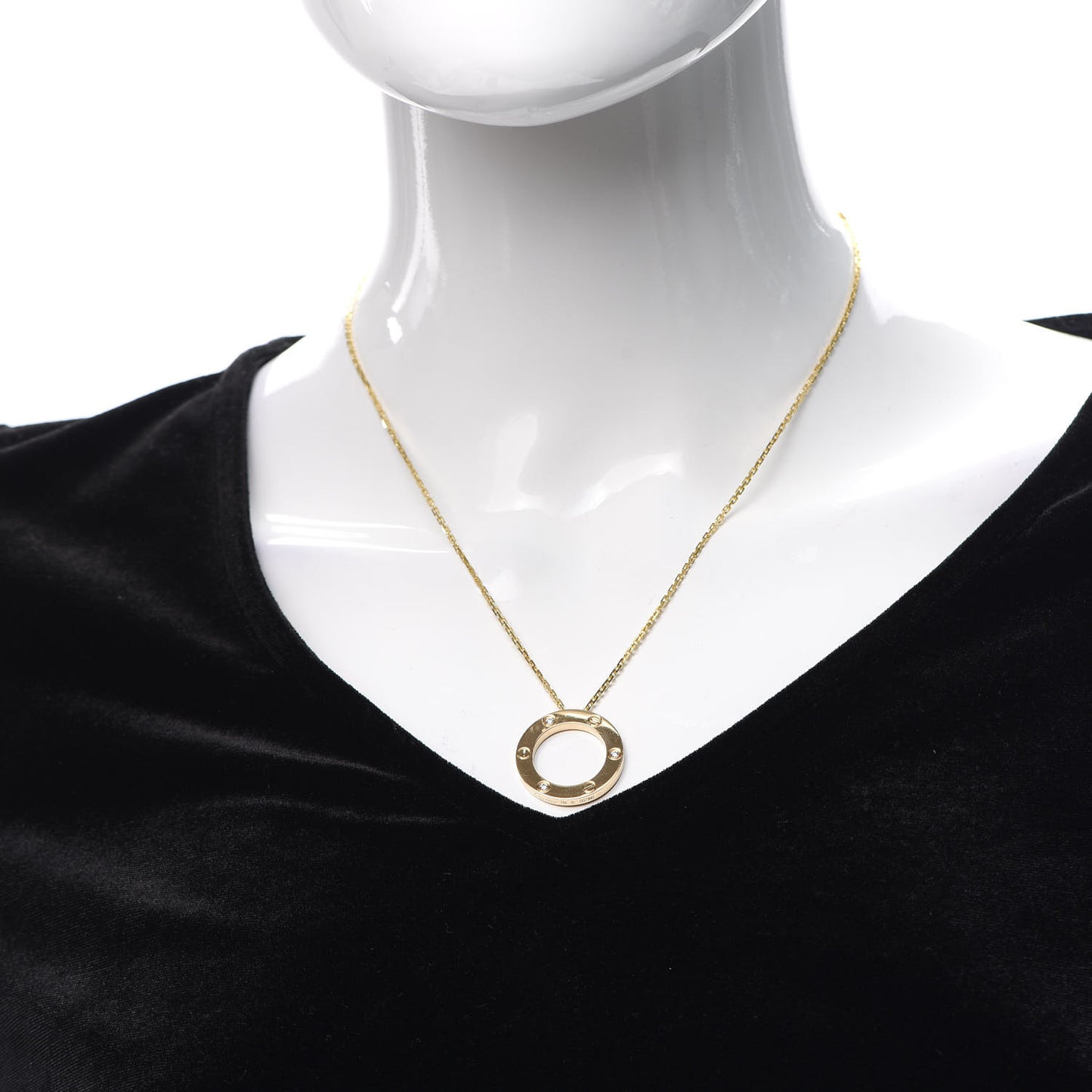 18K Yellow Gold 3 Diamonds LOVE Pendant Necklace