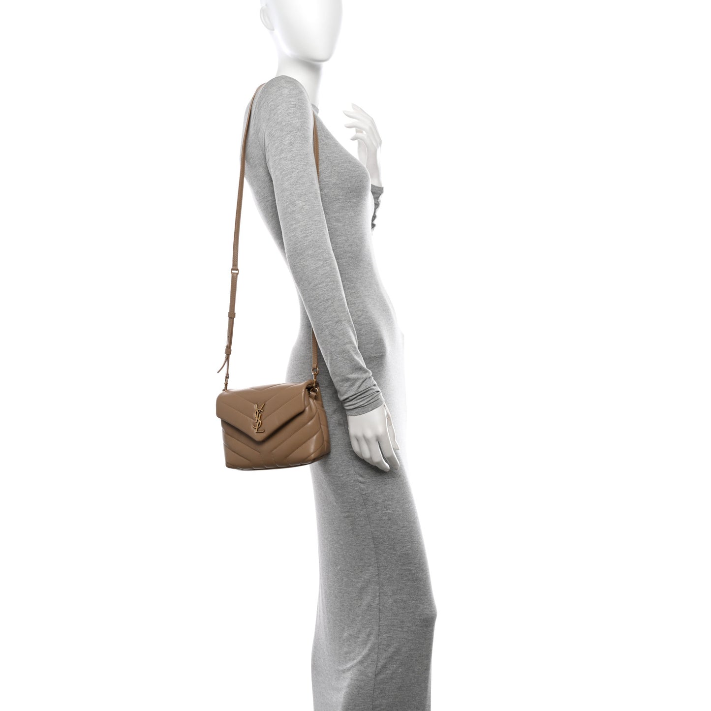 Calfskin Y Quilted Monogram Toy Loulou Crossbody Bag Latte