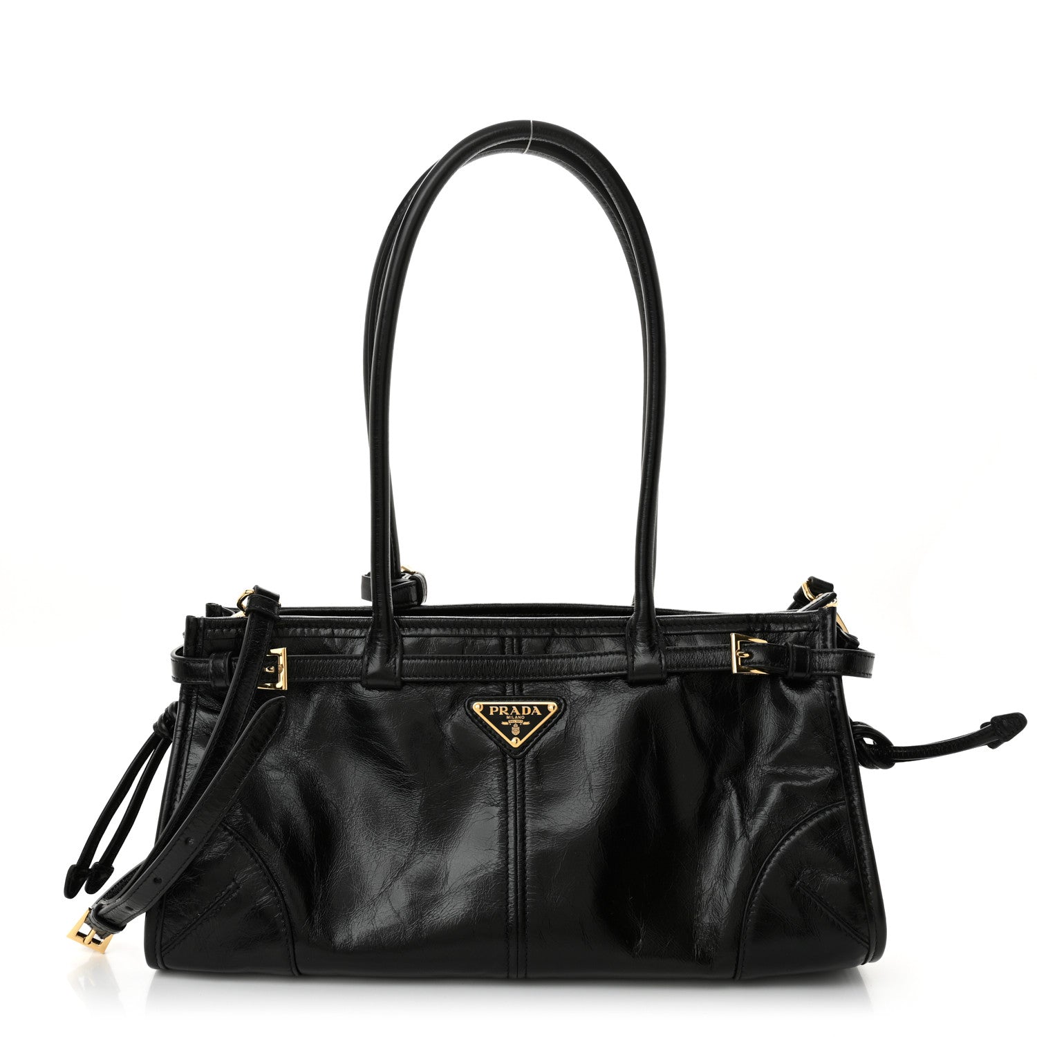 Prada Shiny Nappa Medium Shoulder Bag Black 1 of 10