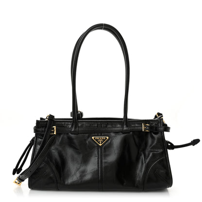 Prada Shiny Nappa Medium Shoulder Bag Black 1 of 10
