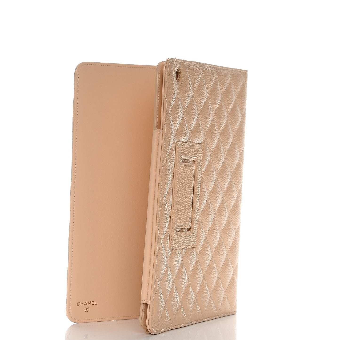 Caviar Quilted iPad Case Light Beige