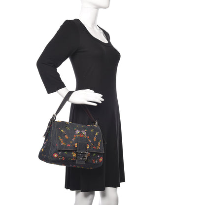 Fendi Denim Beaded Mama Baguette Blue 2 of 9