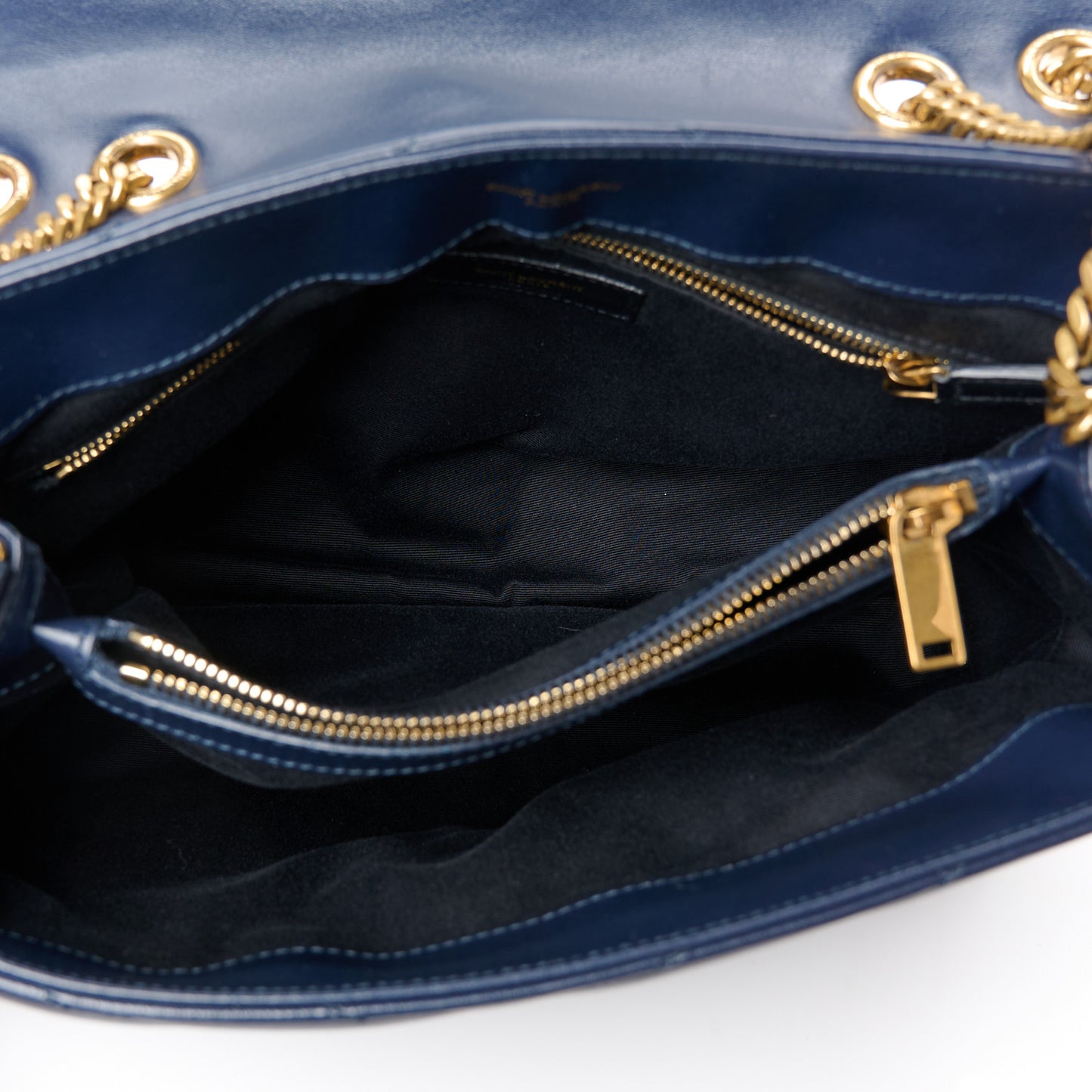Calfskin Y Quilted Monogram Medium Loulou Chain Satchel Deep Marine