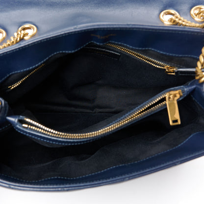 Saint Laurent Calfskin Y Quilted Monogram Medium Loulou Chain Satchel Deep Marine 5 of 11