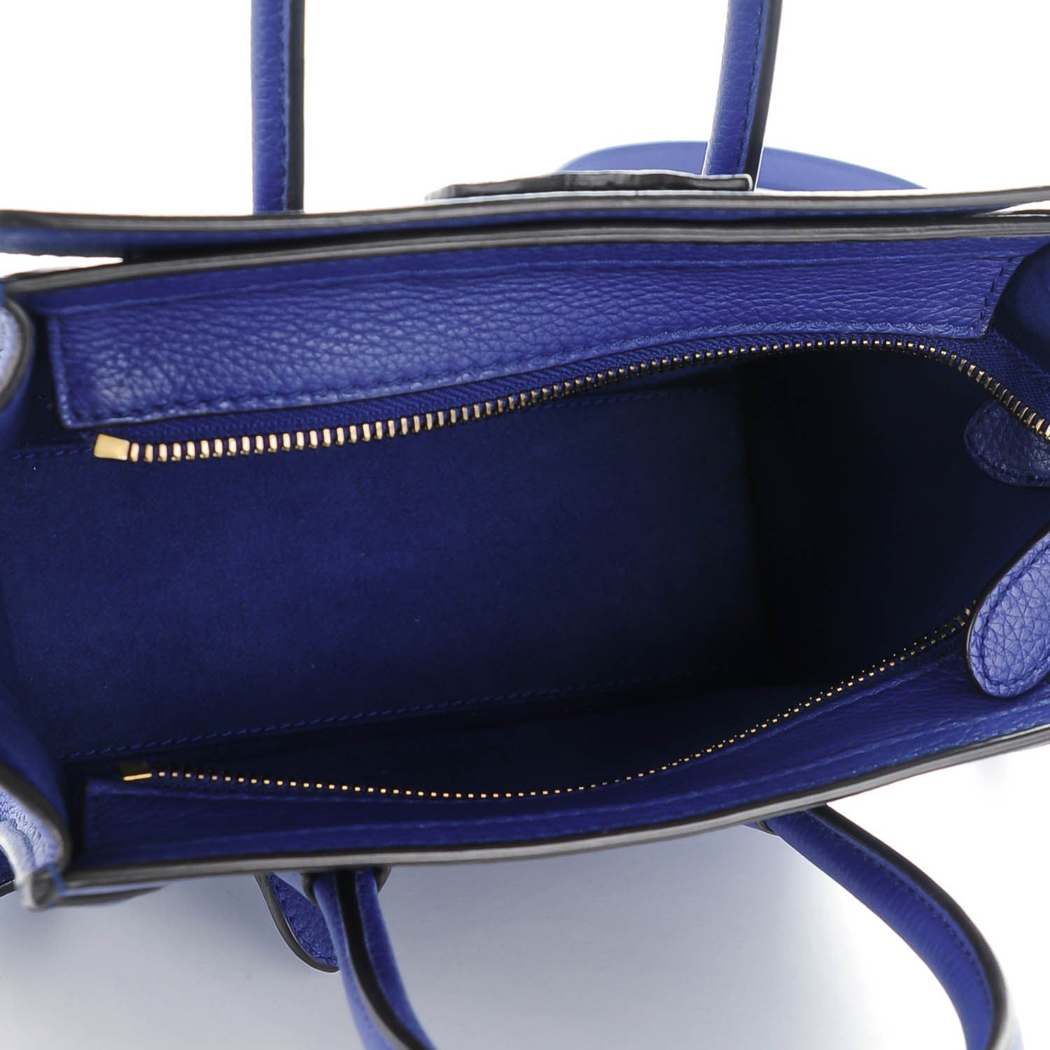 Celine Drummed Calfskin Nano Luggage Indigo 5 of 6