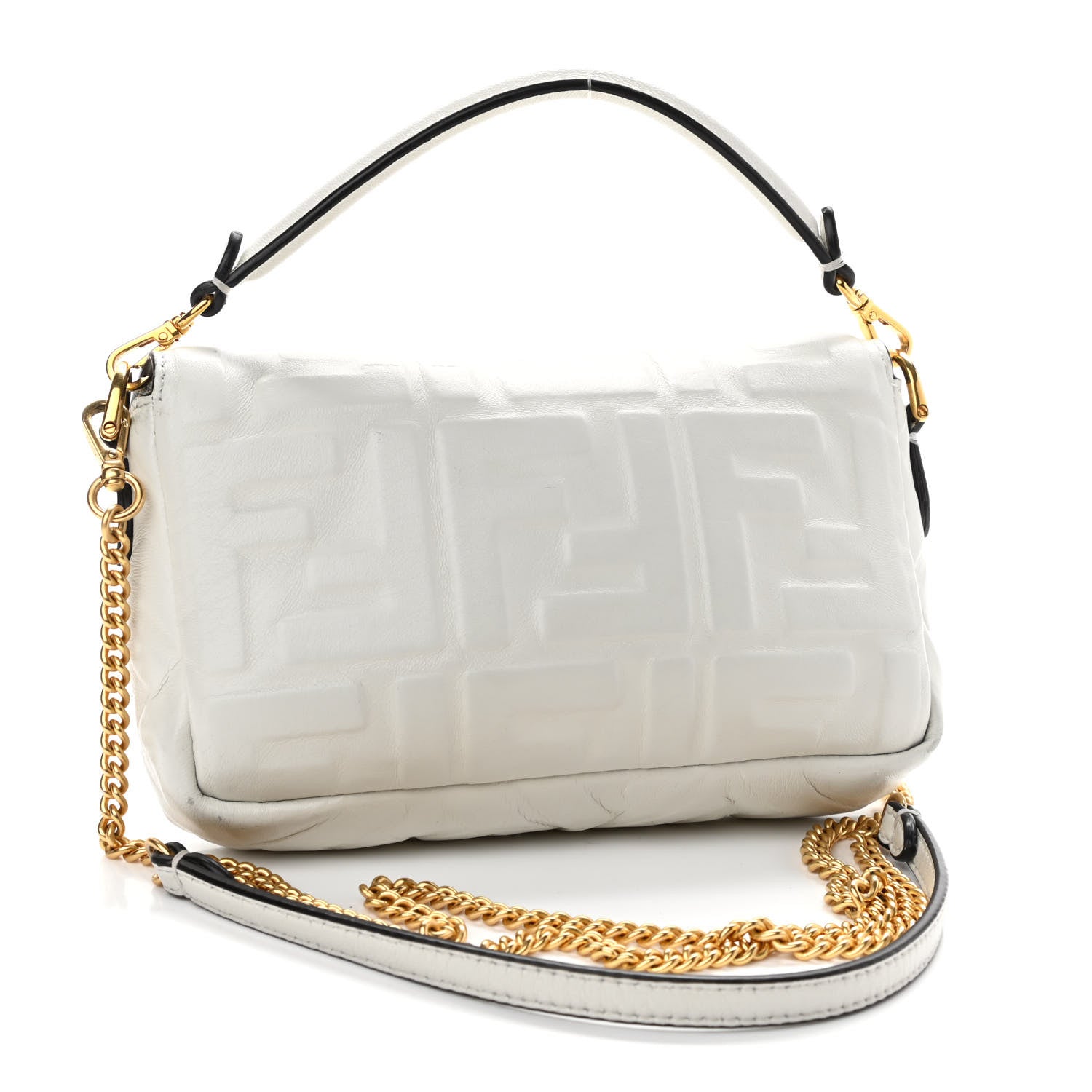 Fendi Nappa FF 1974 Embossed Mini Baguette White 3 of 16