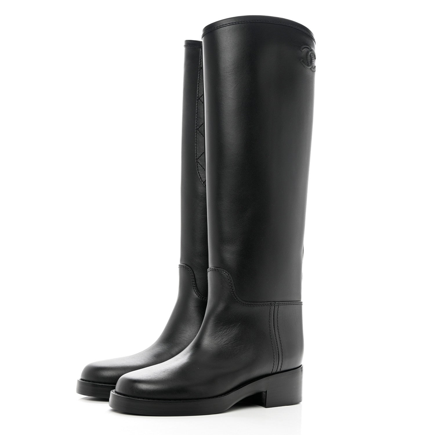 Chanel Calfskin CC High Boots 35 Black 3 of 9
