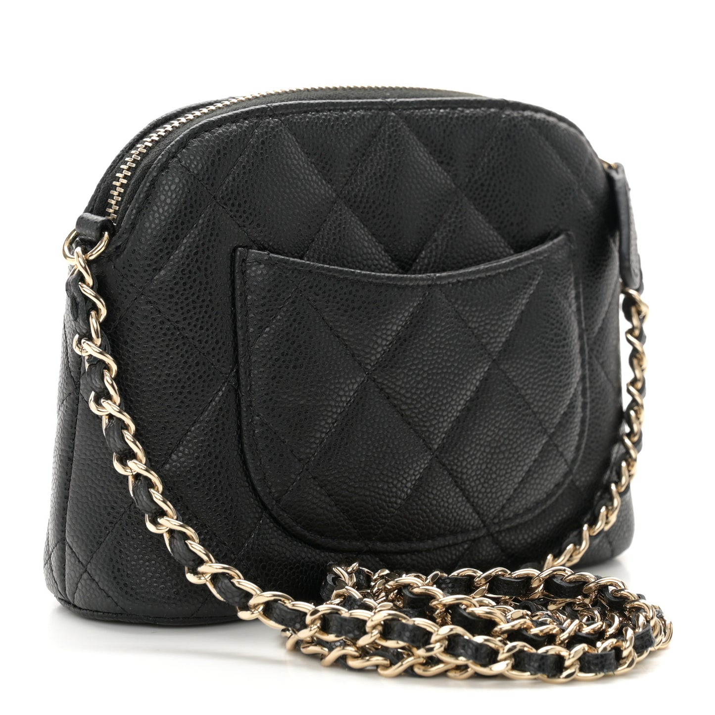Caviar Quilted Classic Clutch with Chain Black