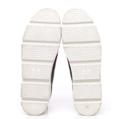 Gucci Calfskin Web Bee Embroidered Womens Ace Platform Sneakers 40.5 Black 5 of 10