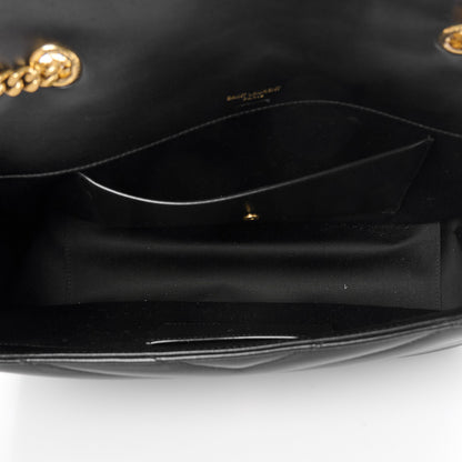 Saint Laurent Lambskin Chevron Quilted Medium Loulou Black 7 of 13