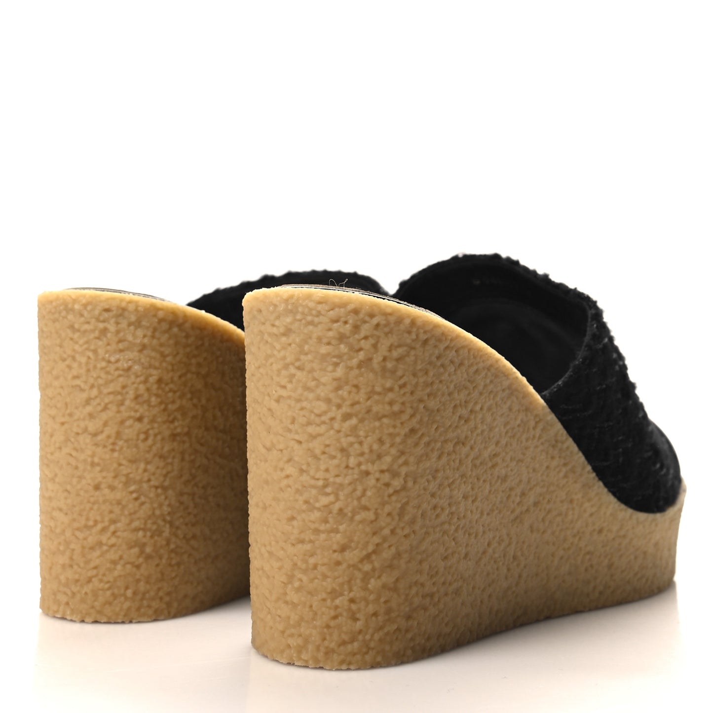 Iridescent Wool Tweed Lambskin CC Mules 41 Black