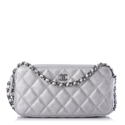 Chanel Metallic Caviar Quilted Small Clutch With Chain Silver 1 of 11