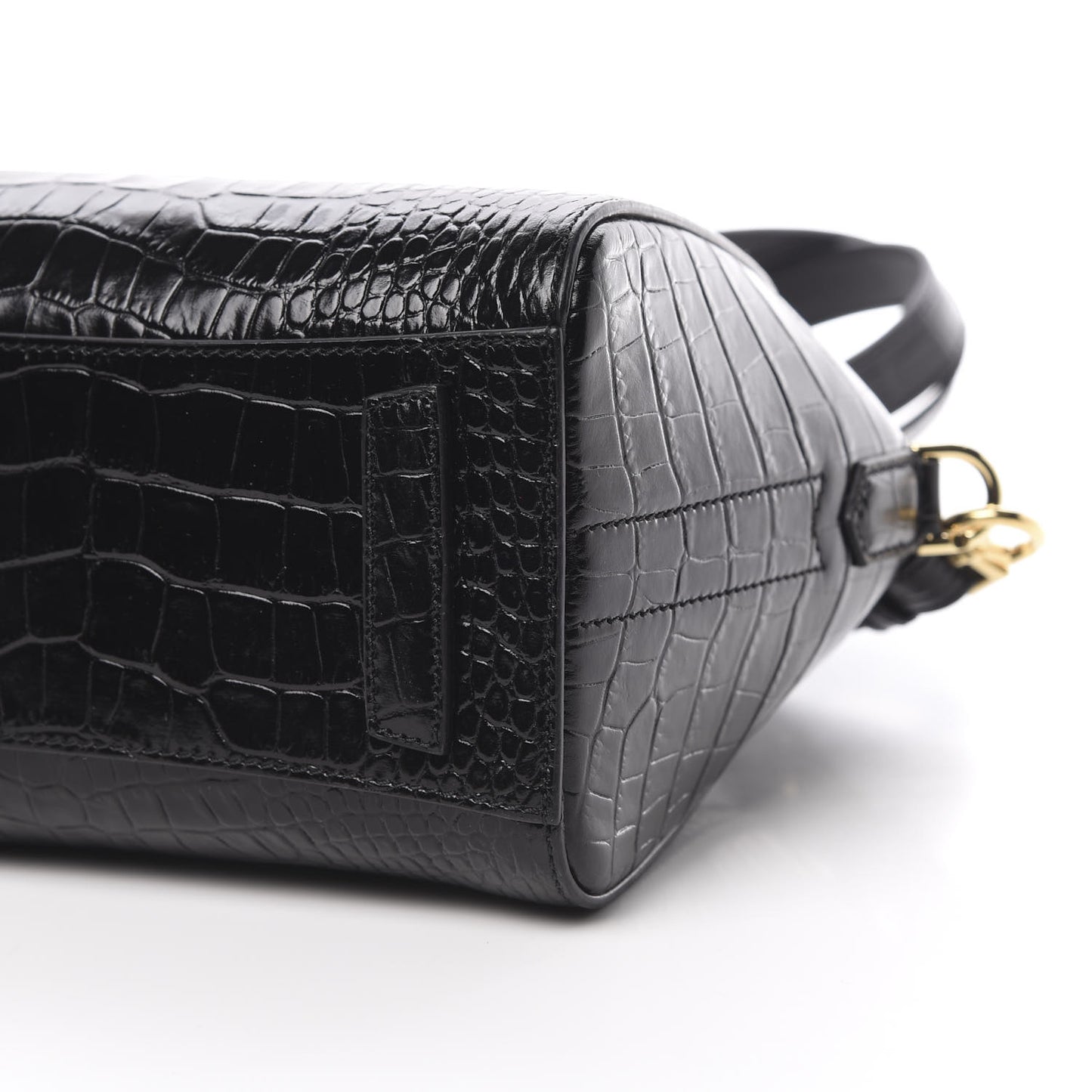 Calfskin Crocodile Embossed Mini Antigona Black