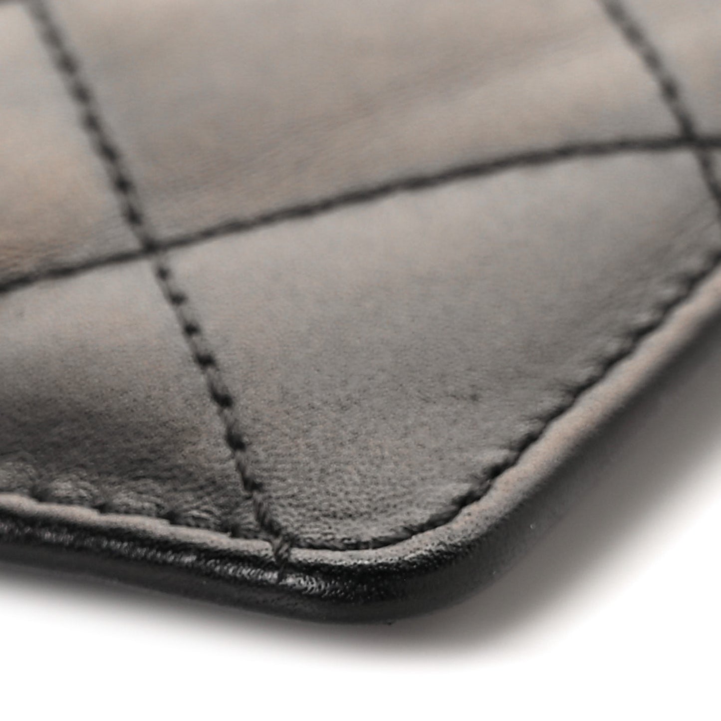 Calfskin Quilted Cambon Card Holder Black
