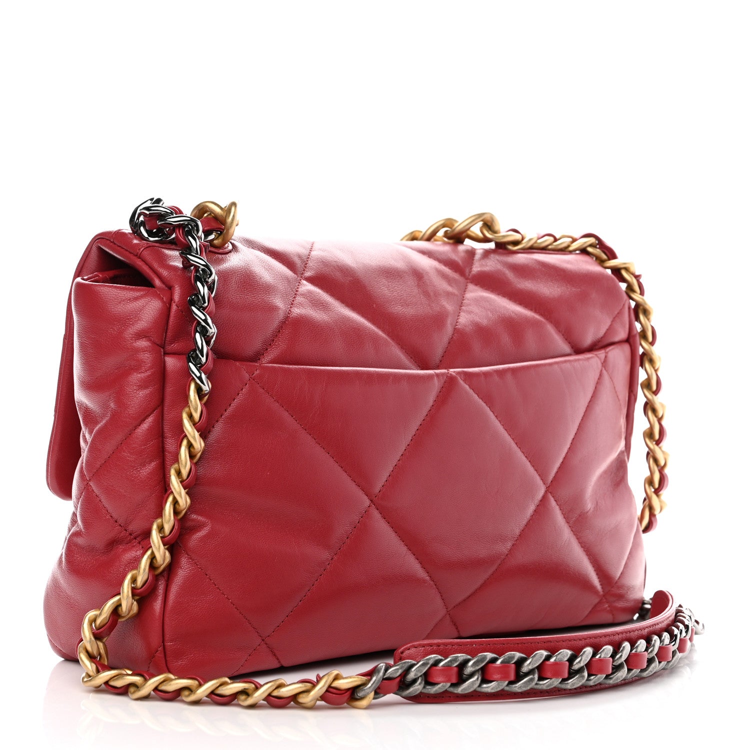 Chanel Goatskin Quilted Large Chanel 19 Flap Red 3 of 8