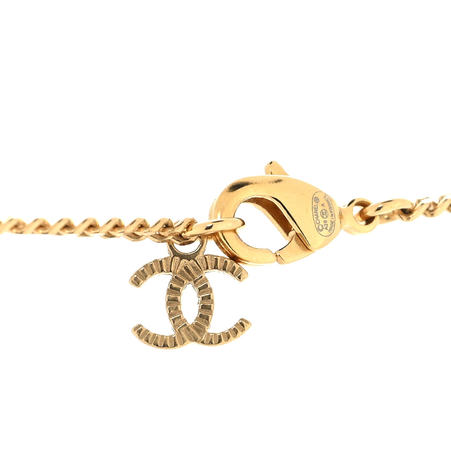 Enamel Crystal Pearl CC Camellia Necklace Gold Black